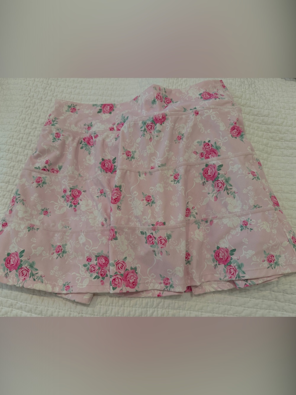 Pink Floral Tiered Skirt
